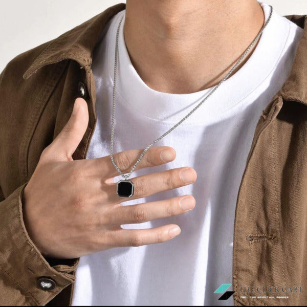 TCC™ Luxury Black Obsidian Stainless Steel Goodluck Pendant Chain